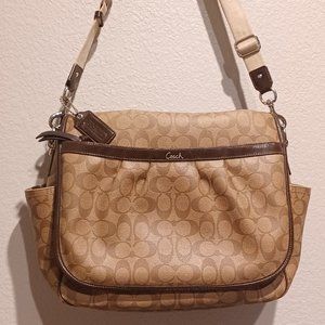 Coach Messenger Diaper Baby Bag F18373 Tan Brown Signature Purple Interior